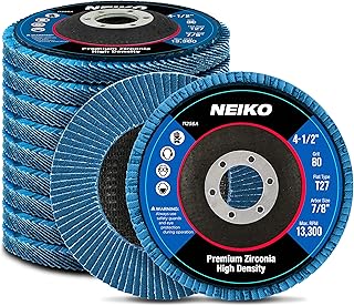 NEIKO 11256A 10 Pack Jumbo Zirconia Flap Discs 4-1/2 for Angle Grinder, 80 Grit Flapper Wheel, Flat T27 Grinding Wheel 4.5 Inch Flap Disc, 7/8" Arbor Grinding Disc, Flap Wheel for Wood & Metal Sanding