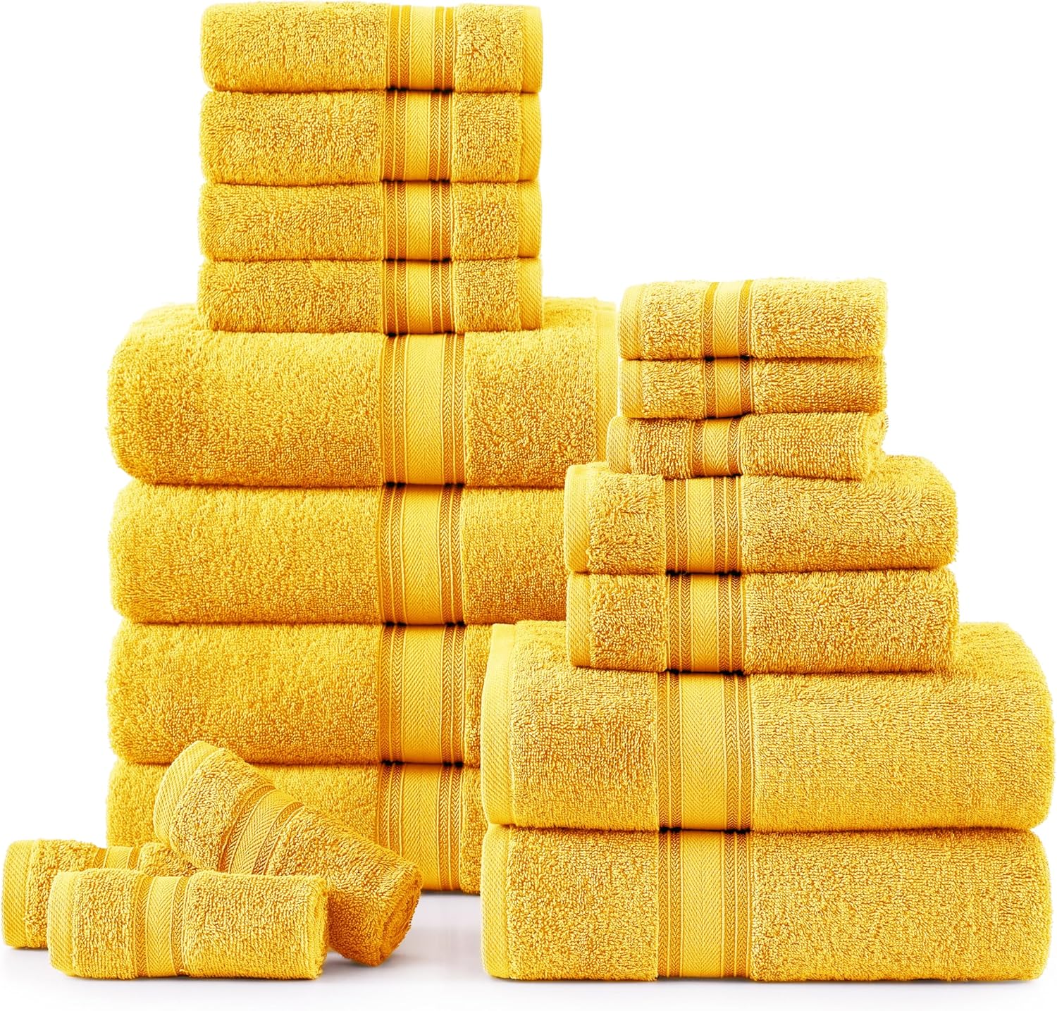 LANE LINEN Luxury Bath Towels Set – 100% Cotton, Quick Dry, Super Soft, Zero Twist, Extra Absorbent (18-Piece Set: 6 Bath, 6 Hand, 6 Washcloths) – Mimosa LANE LINEN Luxury Bath Towels Set – 100% Cotton, Quick Dry, Super Soft, Zero Twist, Extra Absorbent (18-Piece Set: 6 Bath, 6 Hand, 6 Washcloths) – Mimosa