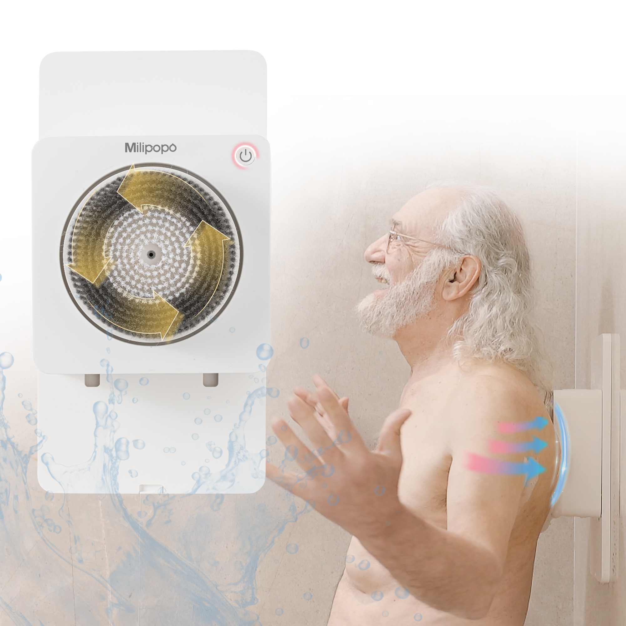 【未使用品】Milipopo 電動背中ブラシ 壁掛け式 Amazon | Milipopo 電動背中ブラシ ：壁掛け式 バスブラシ