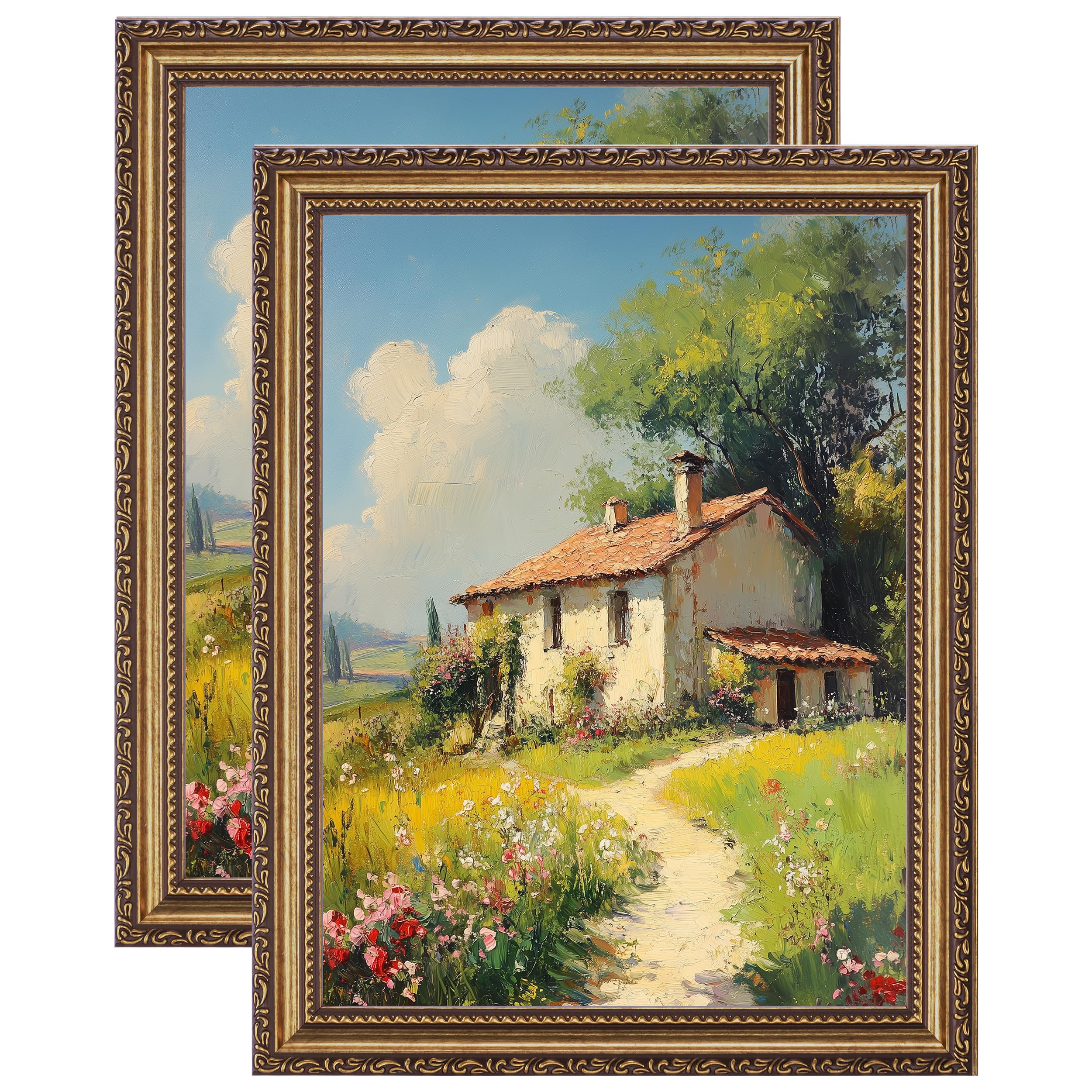 eletecpro 9x12 Vintage Picture Frame, Glass Cover, Bronze Gold, 2-Pack