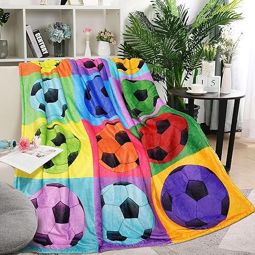 Manta Sherpa de fútbol, regalos para niños y niñas, amantes del fútbol, mantas y mantas de franela súper suaves para fútbol al aire libre para ropa