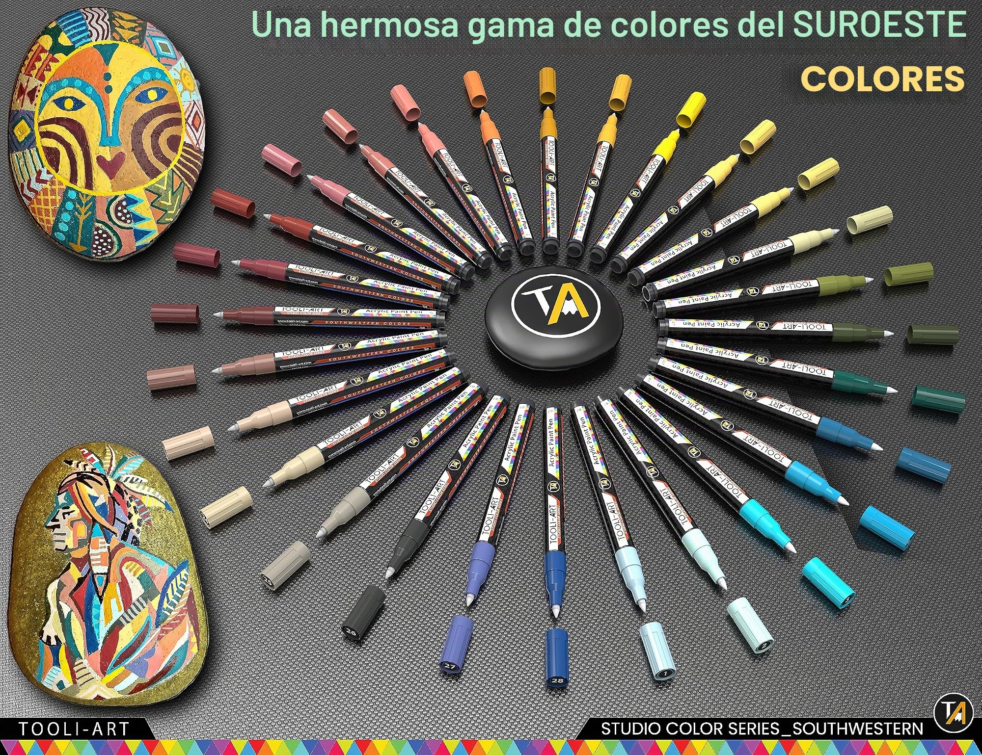 Juego de 28 rotuladores de pintura acrílica Southwestern Colours Studio Colour Series de 0,7 mm, punta extrafina, pintura rupestre, vidrio, tazas, madera, metal, lienzo, bricolaje, detalles, no