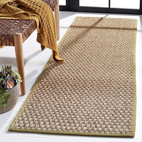 Vista 591 de Safavieh NF114A Natural Fiber Collection - Alfombra de fibras naturales de patrón trenzado, varios colores (5 x 8 pies), Fibras naturales, azul