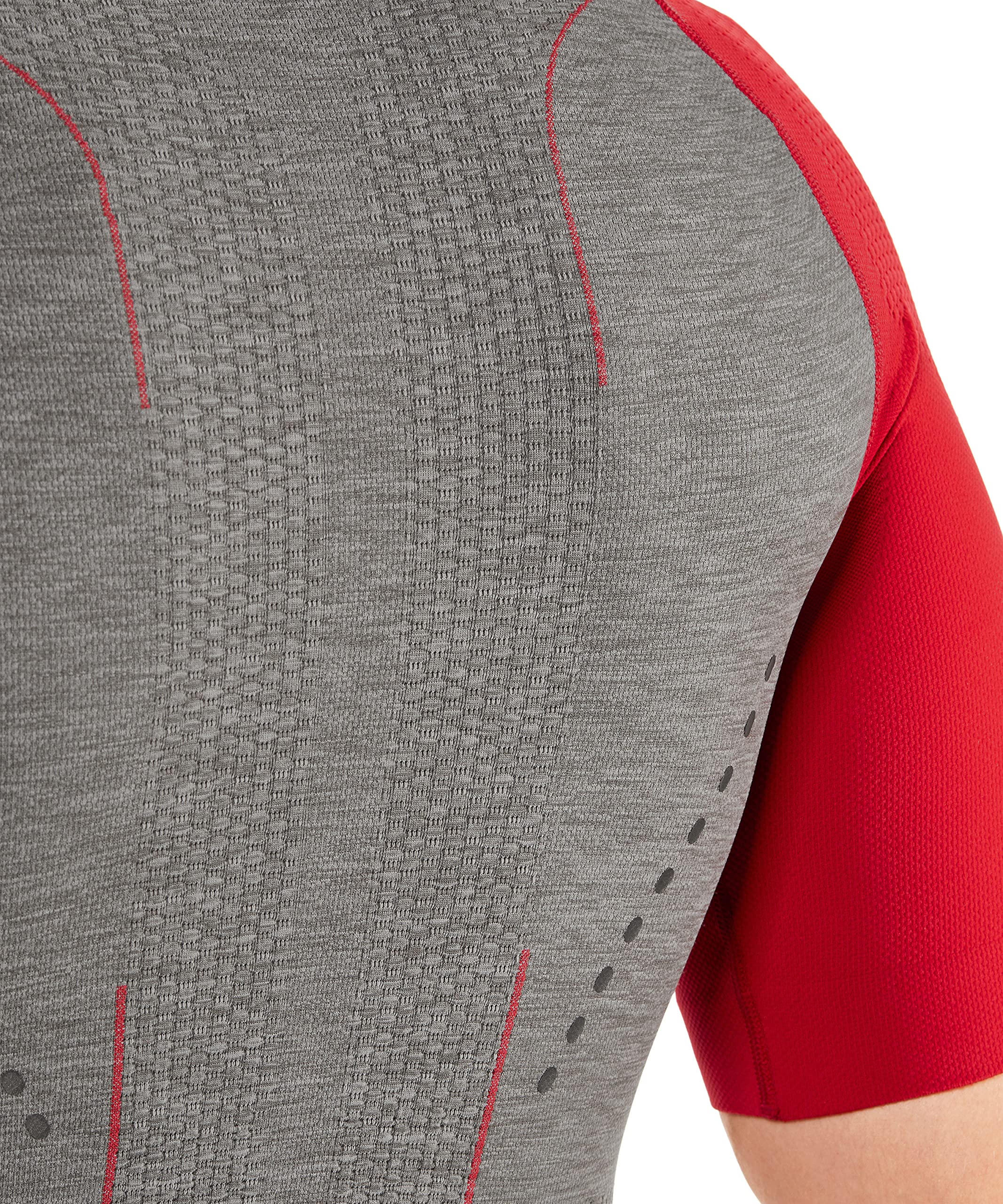 FALKE Sportshirt Impulse Running Funktionsmaterial Herren grau atmungsaktiv zum Sport kurzarm mit Kompression und Silikonnoppen zur Muskelmassage 1 Stück