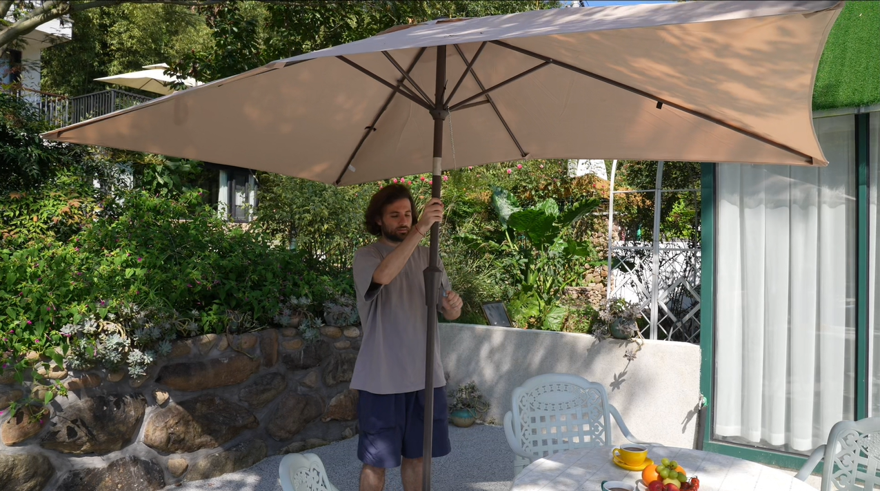 Ayge 6.5 Rectangular Patio Umbrella rectangle Outdoor Table Umbrella Beige