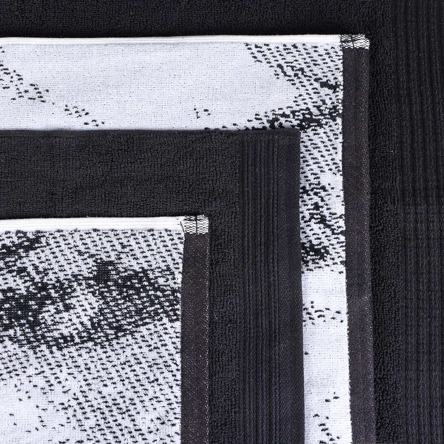 Superior Cotton Towel Set, Absorbent, Fast-Drying 10-Piece Towels, Bathroom Decor, Marble Solid Pattern, Includes 2 Bath, 4 Face, and 4 Hand Towels, Black : Home & Kitchen