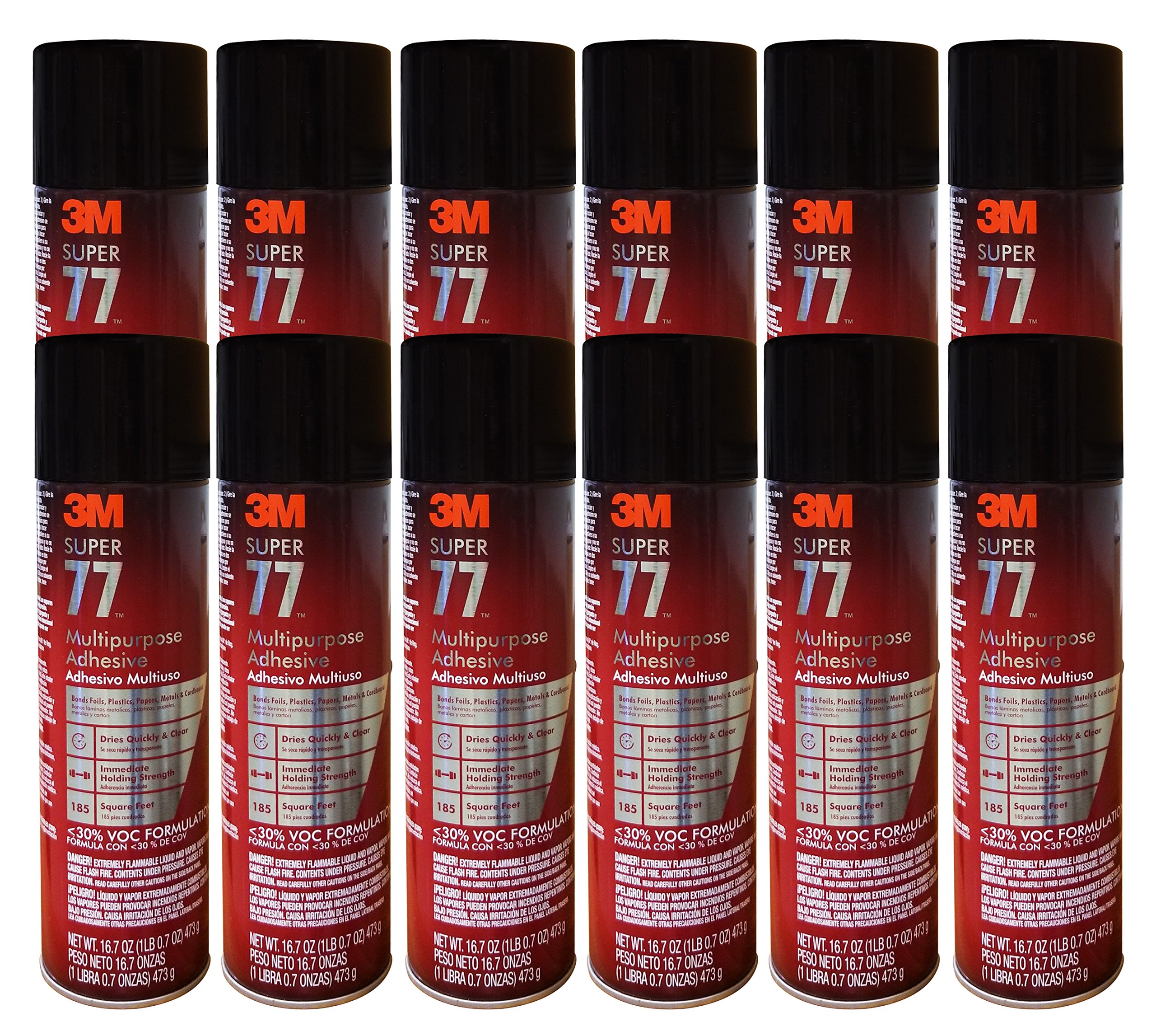 Qty 12 3M Super 77 Spray Glue 16.7 OZ Adhesive for FOIL Plastic Paper Foam Metal