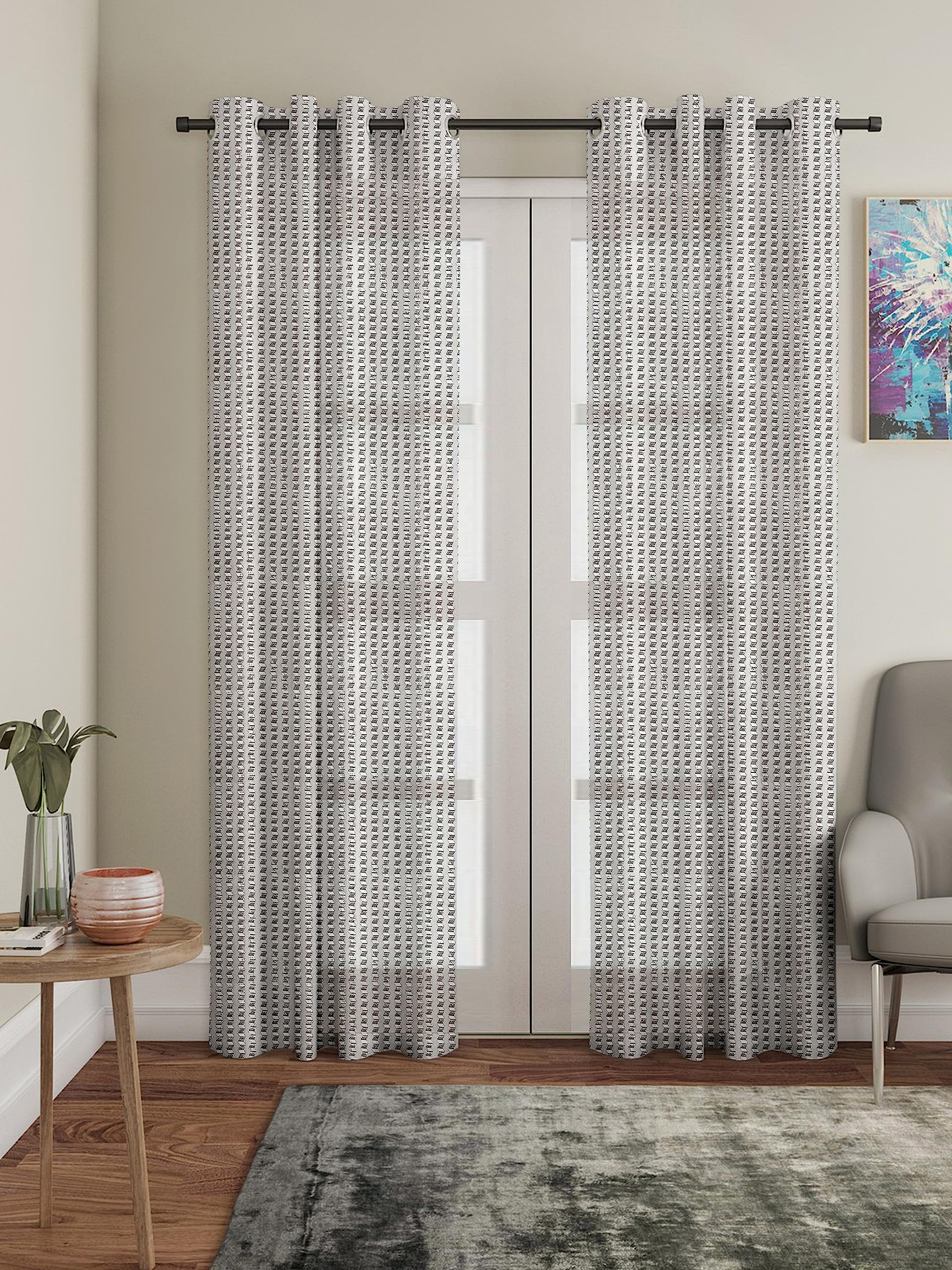 Buy Amazon Brand - Solimo Polyester Sheer Jacquard Curtain Set 