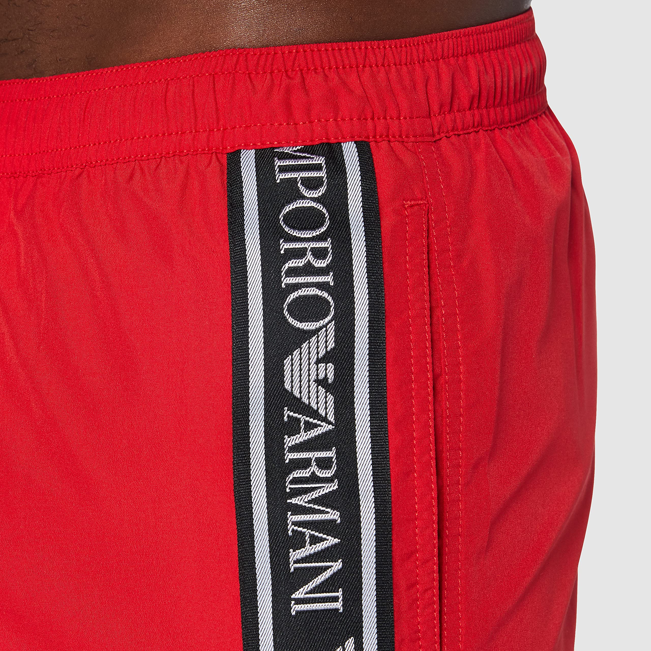 Emporio Armani Swimwear Boxer Bold Logo Tape Swim Trunks, Nero, 46 Uomo