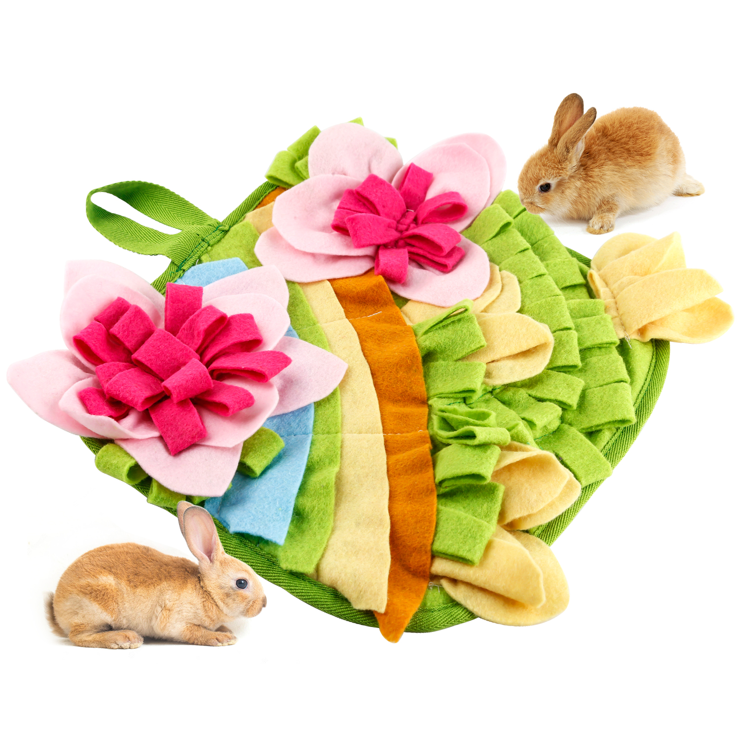 Schnüffelmatte Für Kaninchen & Kleintiere – 35x34 Cm, Grün, Aus Weichem Fleece, Rutschfeste Unterseite