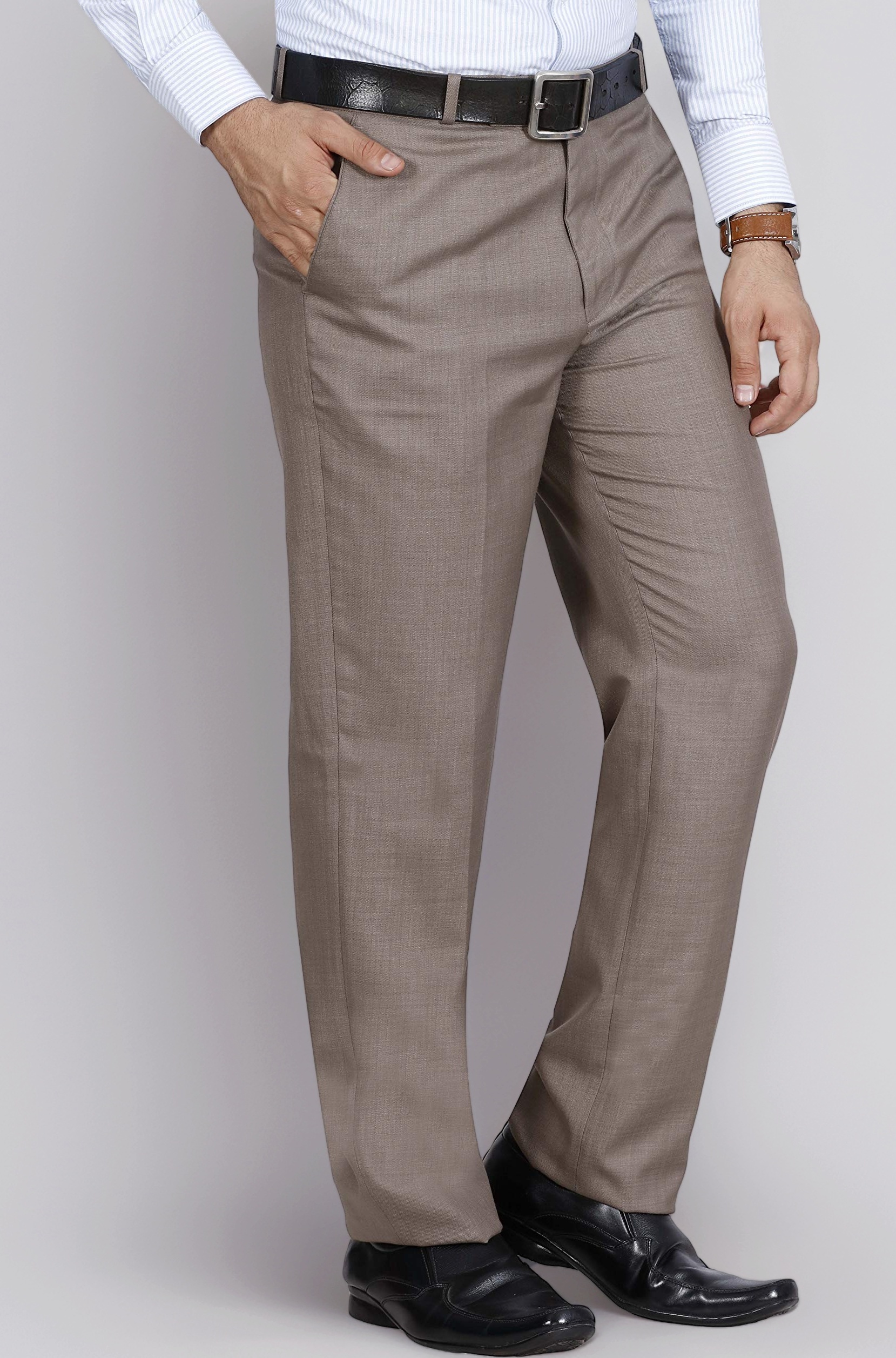 McHenry Men's Solid Formal Regular Fit Stretchable Wrinkle Free PolyViscose Trousers