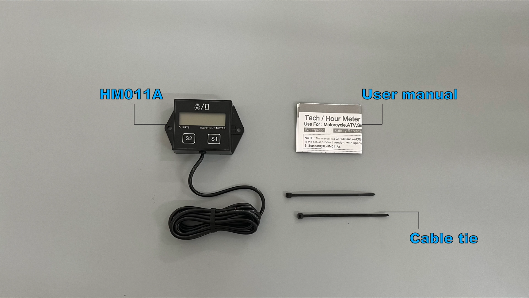 Compte-tours Numérique LCD Inductif - Pour Moteurs à Essence (Marine, Quad, Tondeuse, Moto) - Étanche IP68 - Affichage RPM Et Heures