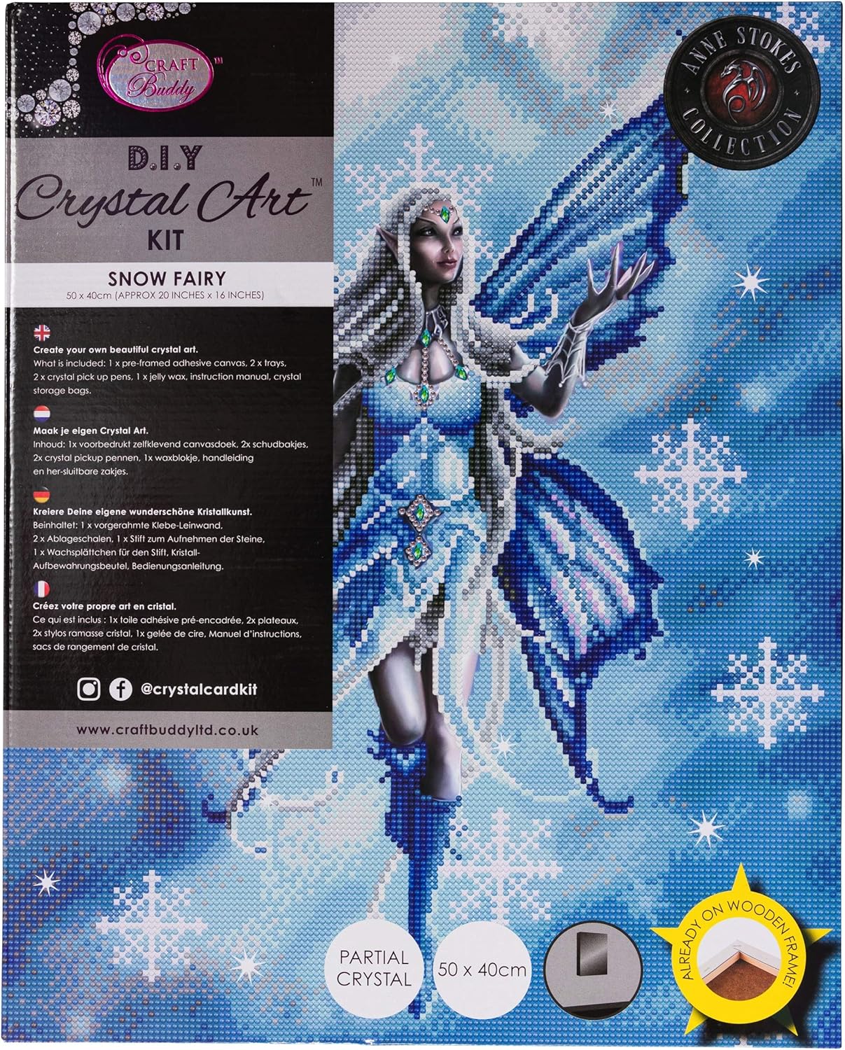 Snow Fairy by Anne Stokes Crystal Art Full Size DIY Craft Kit 5D Diamond Painting Wall Art on Canvas 50 x 40 cm (Approx. 20 x 16 inches)