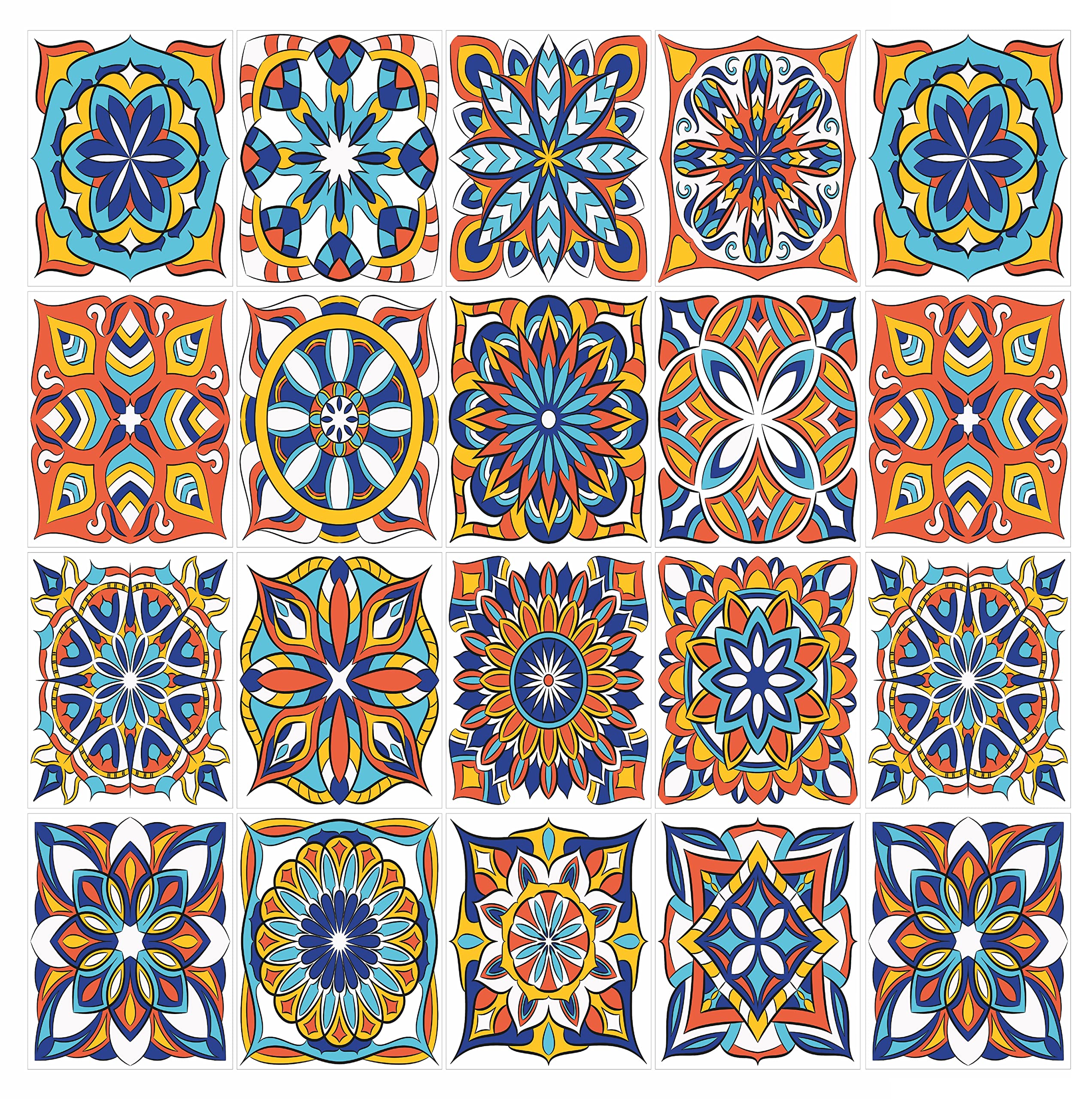 Mosaic Tile Stickers Pack of 16, for 200mm x 250mm / 20cm x 25cm / 8 x 10 Inch, Waterproof for Kitchen & Bathroom C21