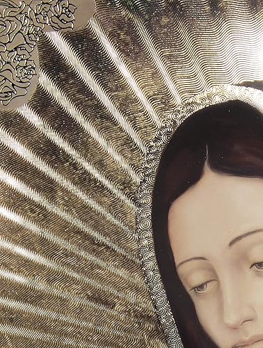 Miniatura 2 de Retrato de medio cuerpo de Nuestra Señora de Guadalupe grabado (16 x 20 pulgadas), lámina dorada, arte religioso de pared, impresión laminada, sin
