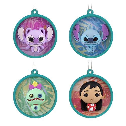 Hallmark Disney Lilo & Stitch Scenes Mini Christmas Ornaments, Shatterproof, Set of 4, Gifts for Disney Fans