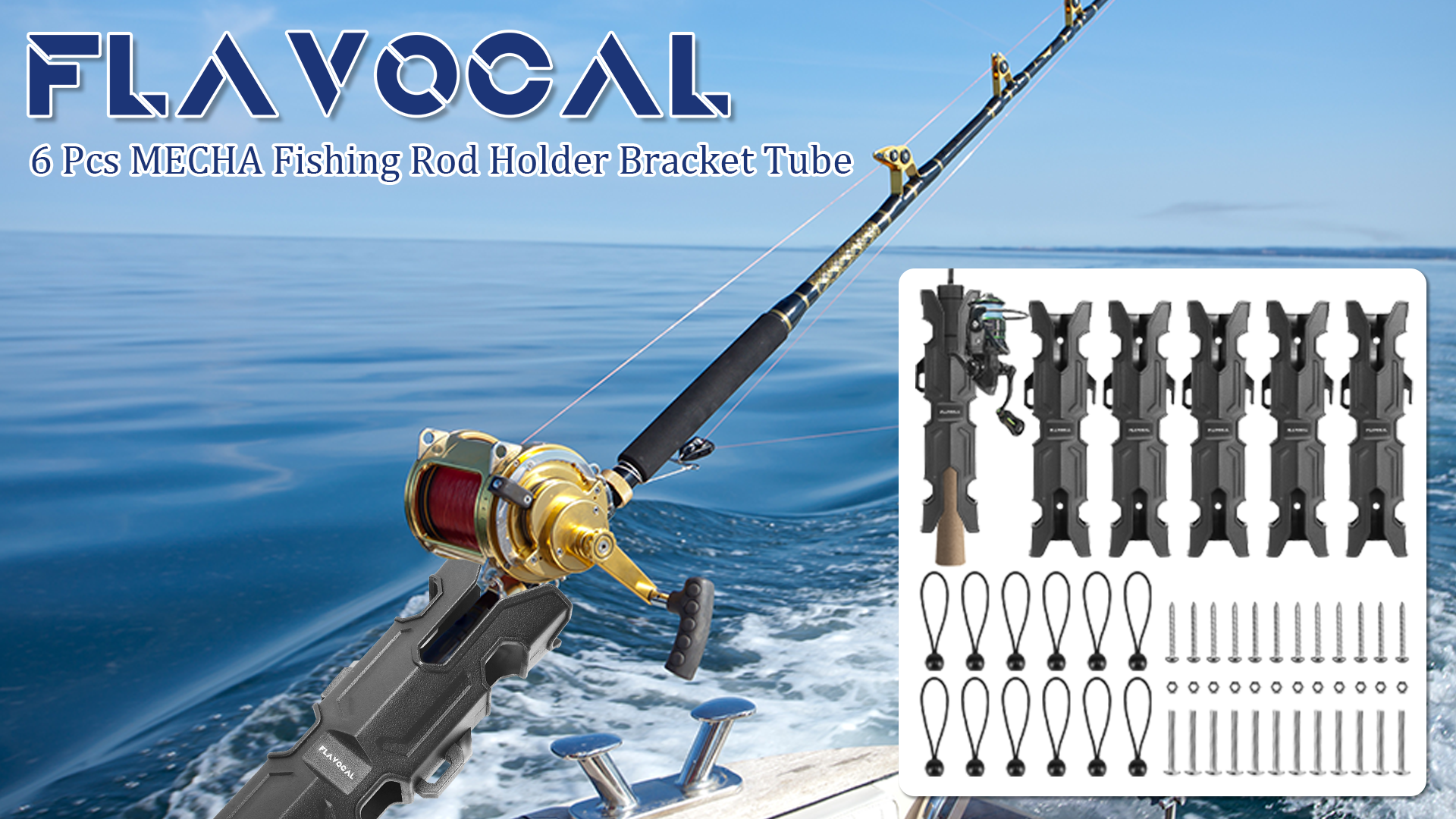 6 Pcs Mecha Boats Fishing Rod Holders,Wall Mounted Fishing Rod Holder Bracket Tube for Kayak with Screws,Ball Bungee Cords,Fishing Rod Storage Tubes for Boats,Cooler,Kayak,Crate,Garage,Trailer,Truck : Sports & Outdoors