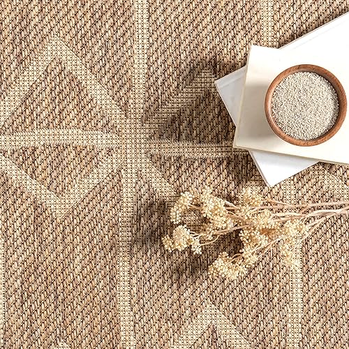 Miniatura 7 de nuLOOM Saunders - Alfombra geométrica para interiores y exteriores, 5 x 8, beige
