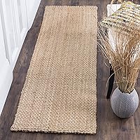 Vista 6 de SAFAVIEH Alfombra de área de 9 x 12 pulgadas, colección de fibra natural, grande, marrón natural, yute hecho a mano, diseño de tejido de canasta