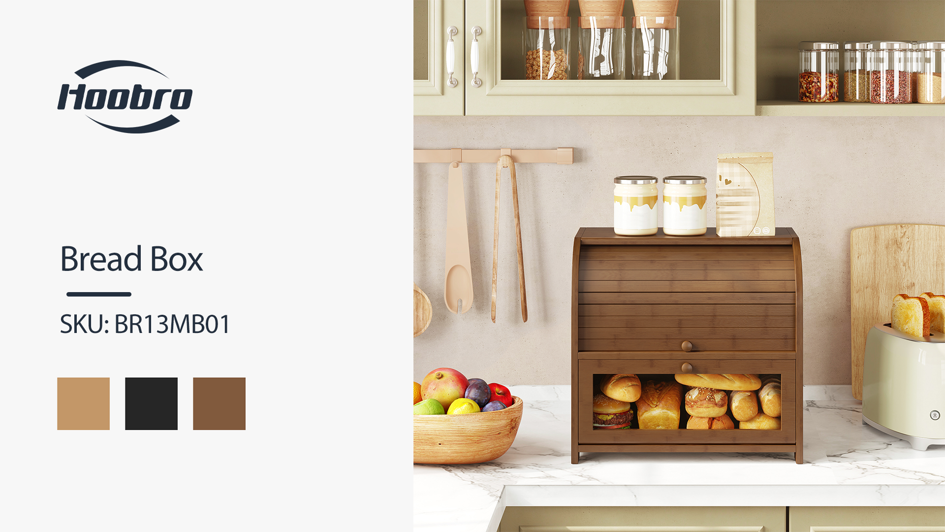 Amazon.com - HOOBRO Bread Box, Bamboo Bread Box for Kitchen