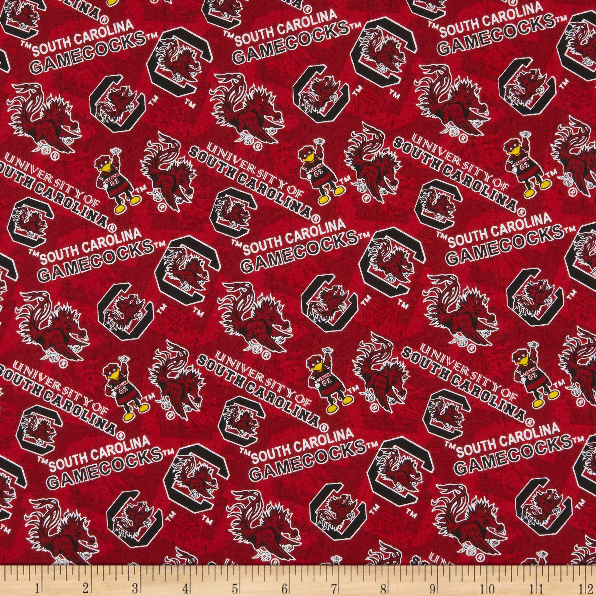 NCAA South Carolina Gamecocks Tone on Tone Cotton Multi, Fabric by the Yard