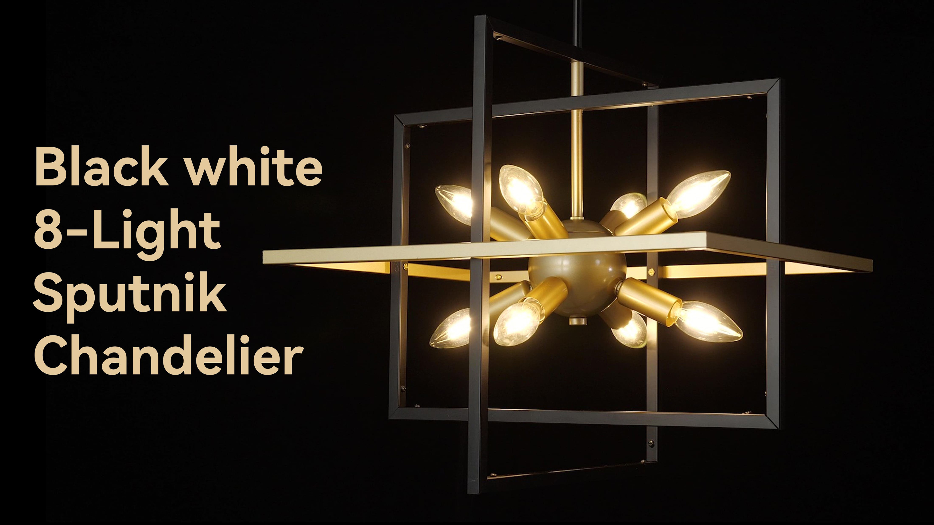 TACDANDM 18.9'' Black Gold 8-Light Sputnik Chandelier Modern