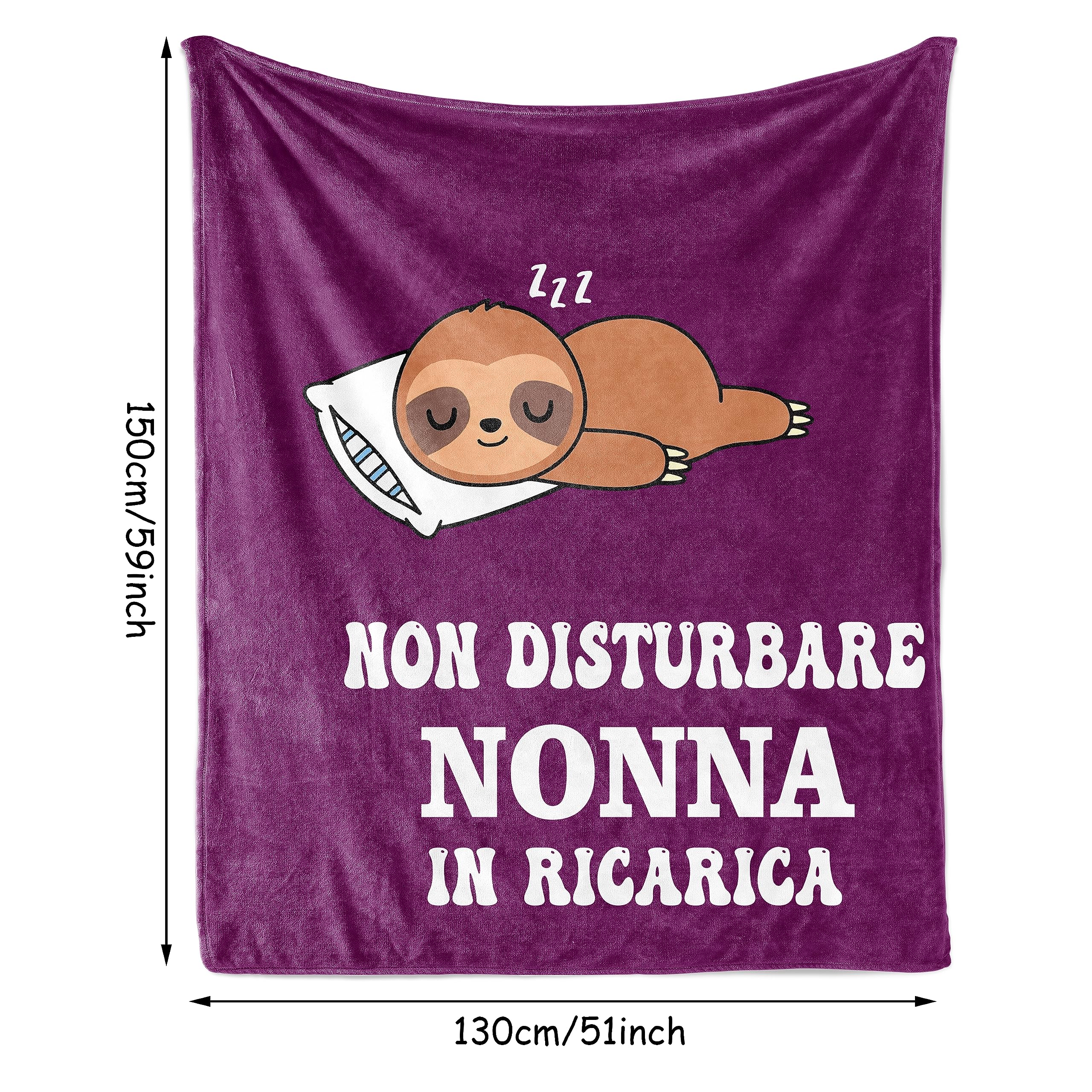 Regalo Nonna Compleanno Flanella Bradipo Coperta 130 x 150cm Regali per Nonna Festa della Mamma Idee Festa dei Nonni Regalo Natale Nonna