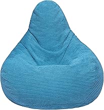 Loft 25 Pouf ergonomique d’intérieur en forme de poire à dossier haut pour adulte en tissu velours côtelé et doublure intérieure Bleu sarcelle
