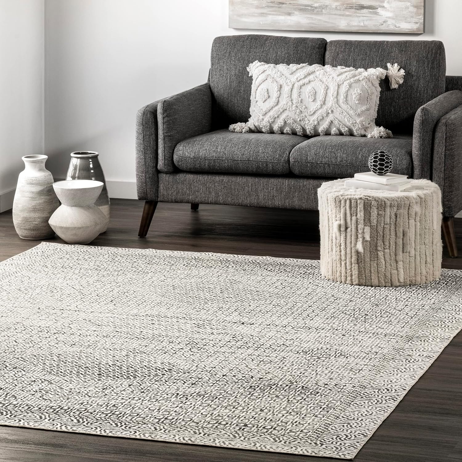 nuLOOM Abstract Tribal Machine Washable Accent Rug, 2x3, Grey