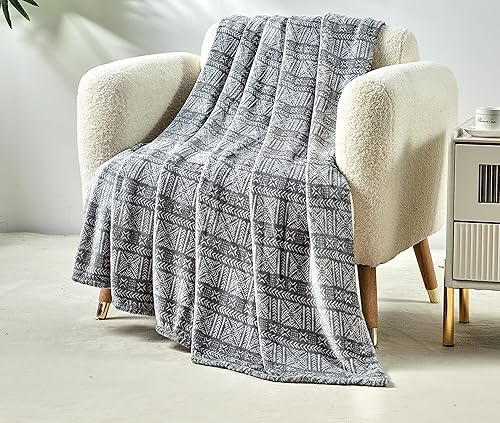 Miniatura 4 de Manta estampada ultra exuberante (50 x 60 pulgadas), tribal azteca Tribal azteca,Floral blanco y negro,Dirección,Cachemira