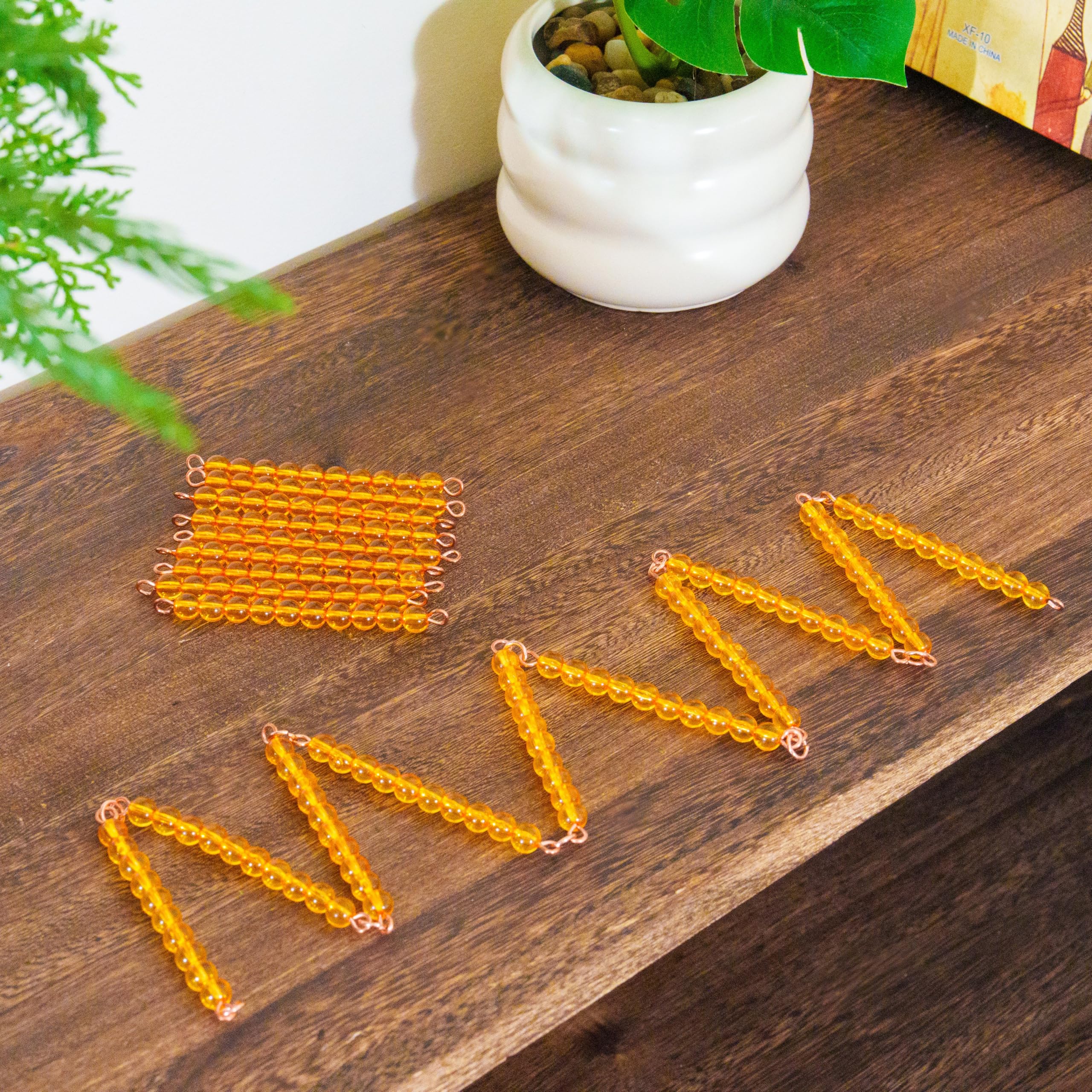Montessori materiały matematyczne – drewniana zabawka edukacyjna do liczb i liczb, przedszkola i szkoły podstawowej, domowej i klasy od 3 lat (naszyjnik z pereł Montessori 100)
