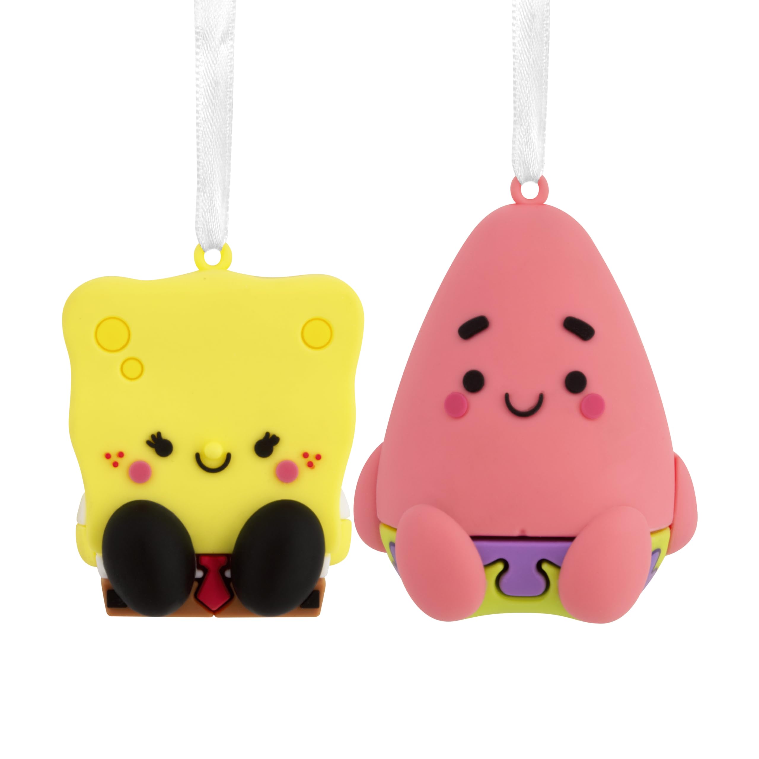 Hallmark Yellow And Pink Nickelodeon Spongebob Squarepants And Patrick Better Together Magnetic Christmas Ornaments, Set Of 2, Shatterproof