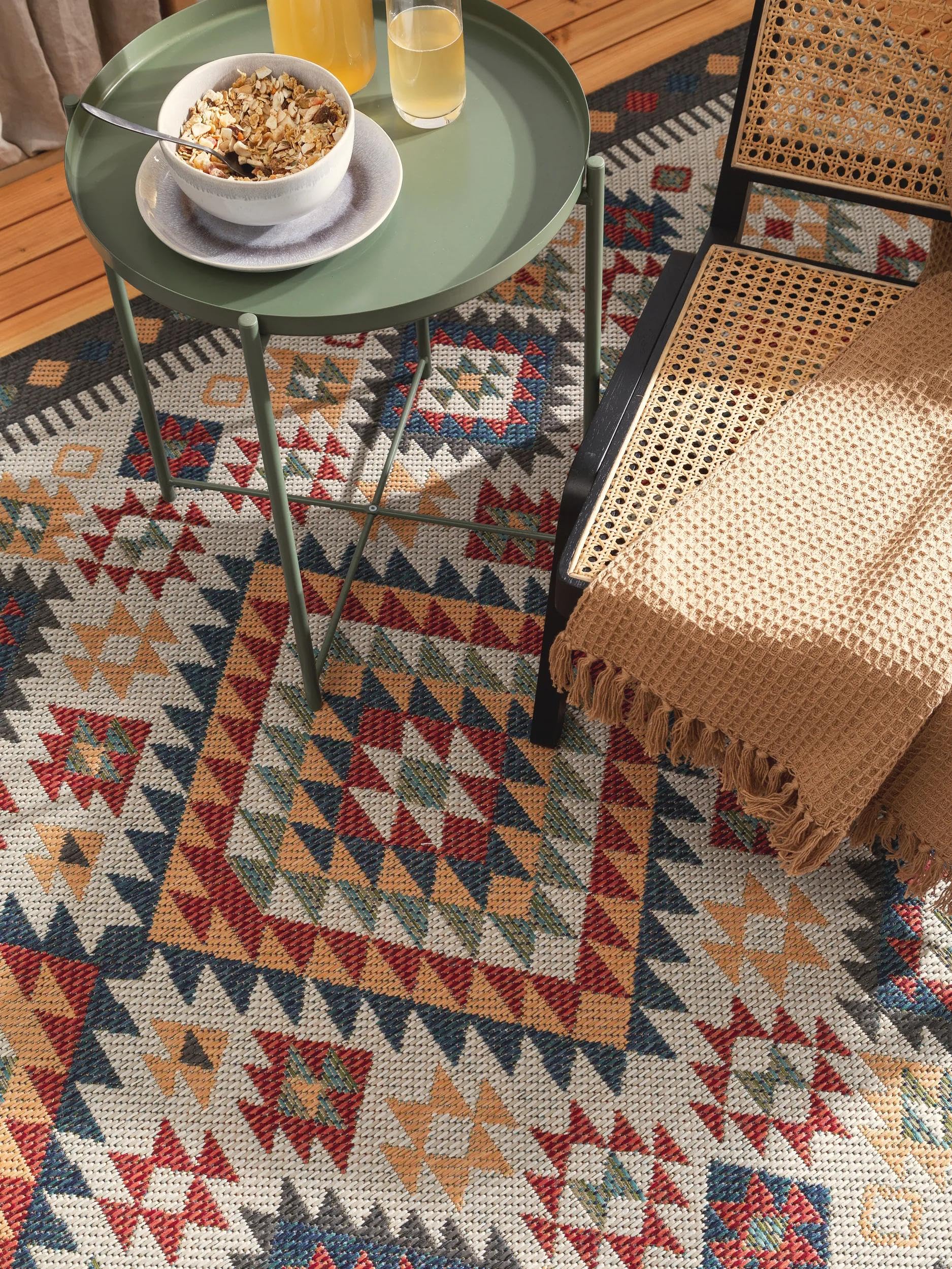 benuta Nest Tapis Mirena - Fibre synthétique - Convient à l'extérieur - Rectangulaire - Facile d'entretien - Pour salon, chambre à coucher, couloir, terrasse, balcon, multicolore - 120 x 170 cm