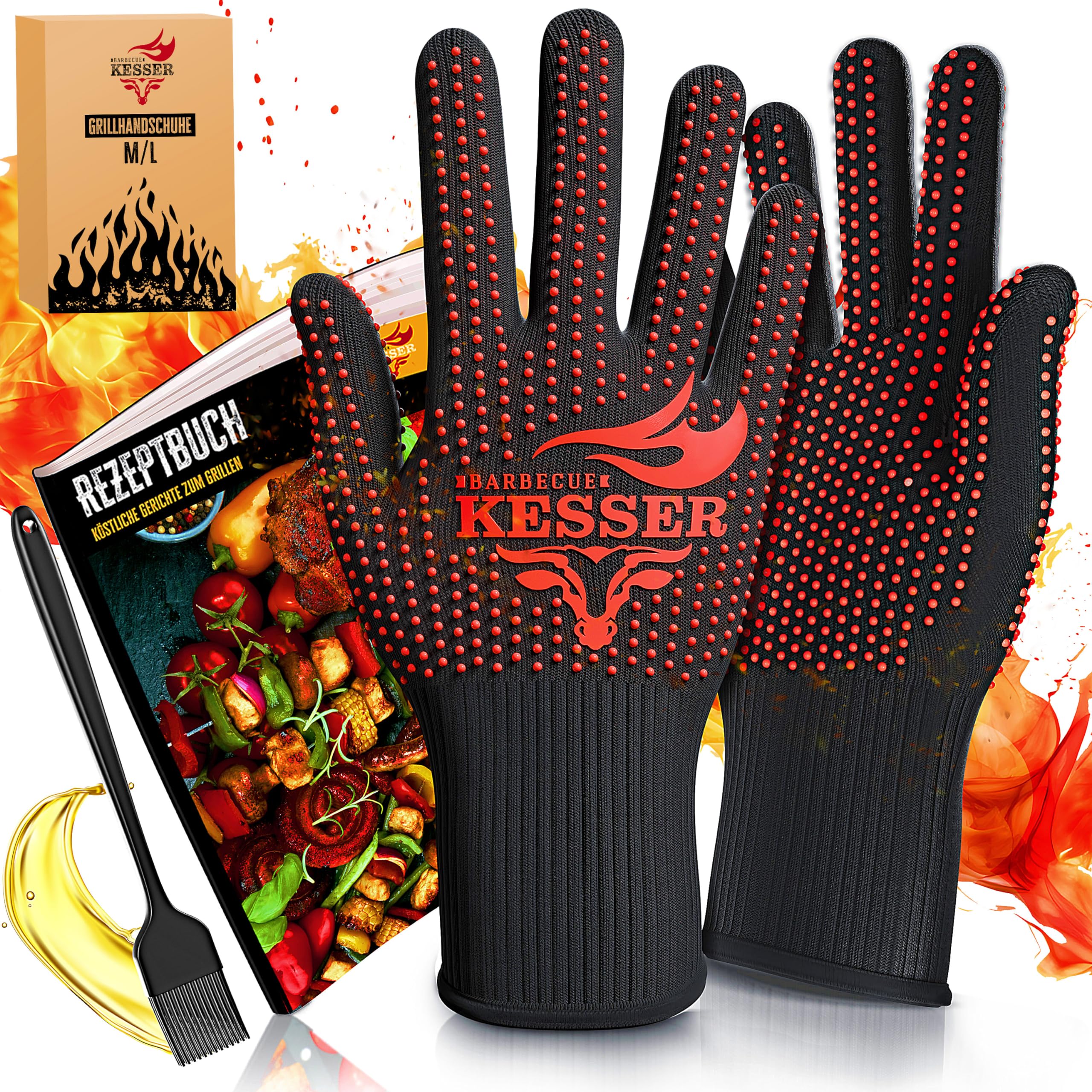Guanti Da Barbecue KESSER Resistente Al Calore 500°C - Tessuto Aramidico, Lavabili, Antiscivolo - Foto 12
