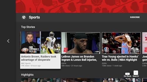 YouTube,Movies,Music,Sports,Shorts,NFL,NBA,MLB,WWE...