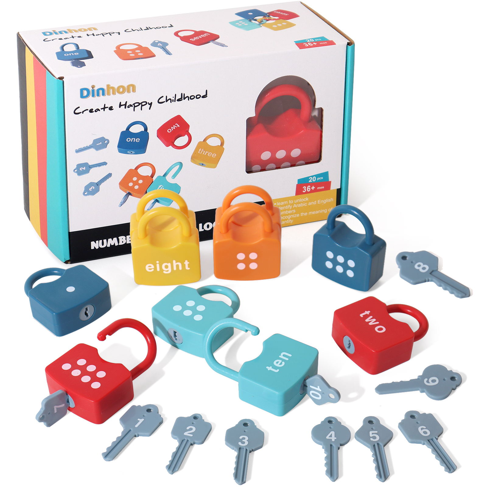 Amazon.com: Dinhon Kids Learning Locks with Keys Numbers Matching