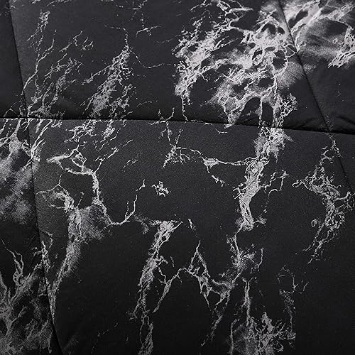 Miniatura 4 de Juego de edredón de lujo 2024, patrón de mármol negro, añade un toque de lujo a tu cama, ropa de cama reversible de microfibra para todas las
