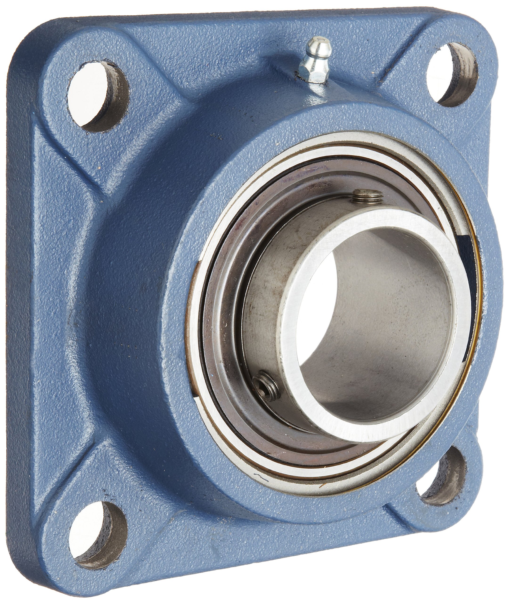 SKF FY 60 TF Ball Bearing Flange Unit, 4 Bolts, Setscrew Locking, Regreasable, Contact and Flinger Seal, Cast Iron, Metric, 60mm Bore, 143mm Bolt Hole Spacing Width