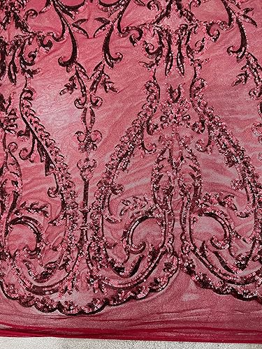 Miniatura 4 de Esmeralda - 10102 - Lentejuelas en tela de encaje de malla color borgoña