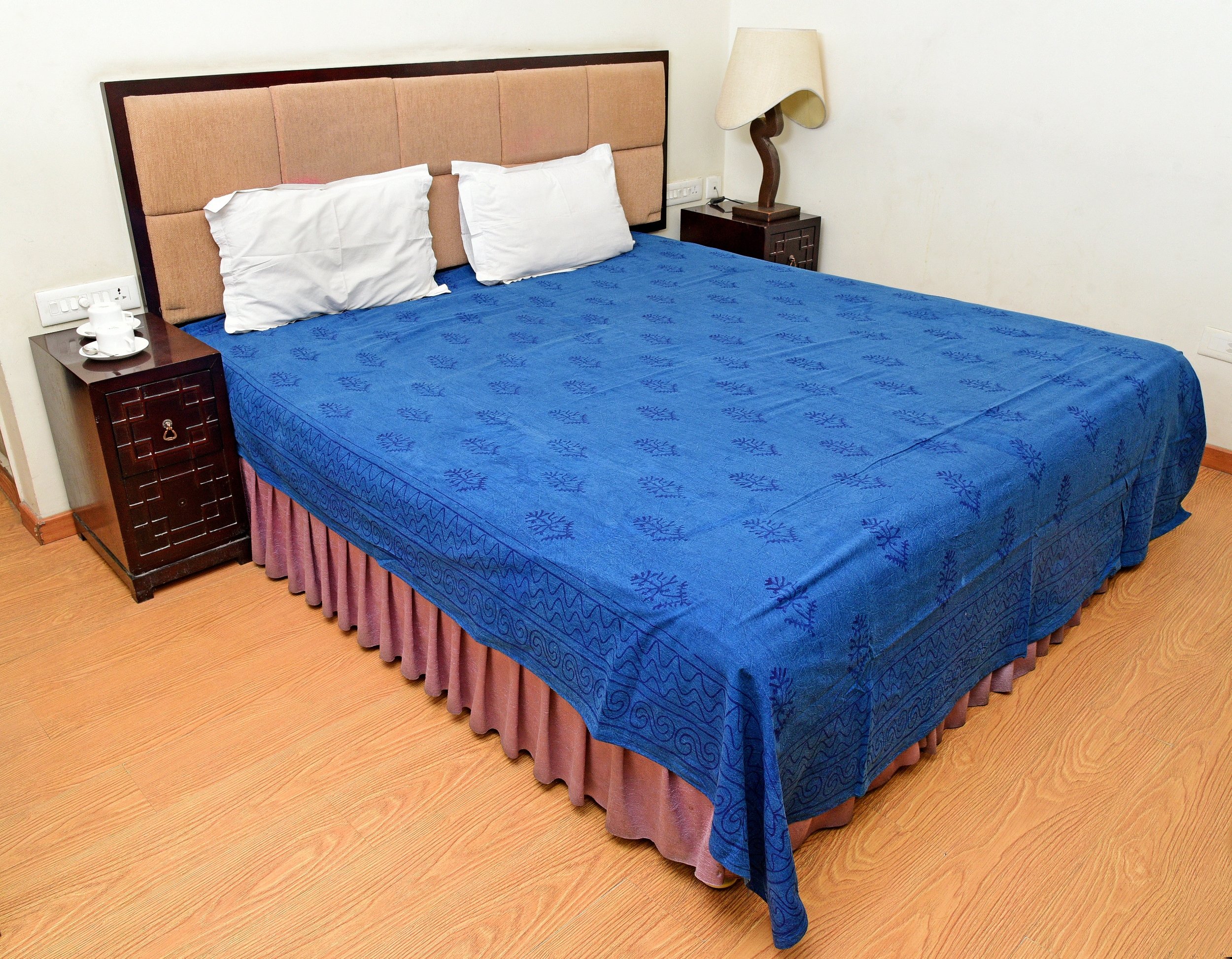 Handicraft-Palace Indian Cotton Hand Block Printed Vegetable Dyes King Bed Cover Bed Spread Bedding-picture-38