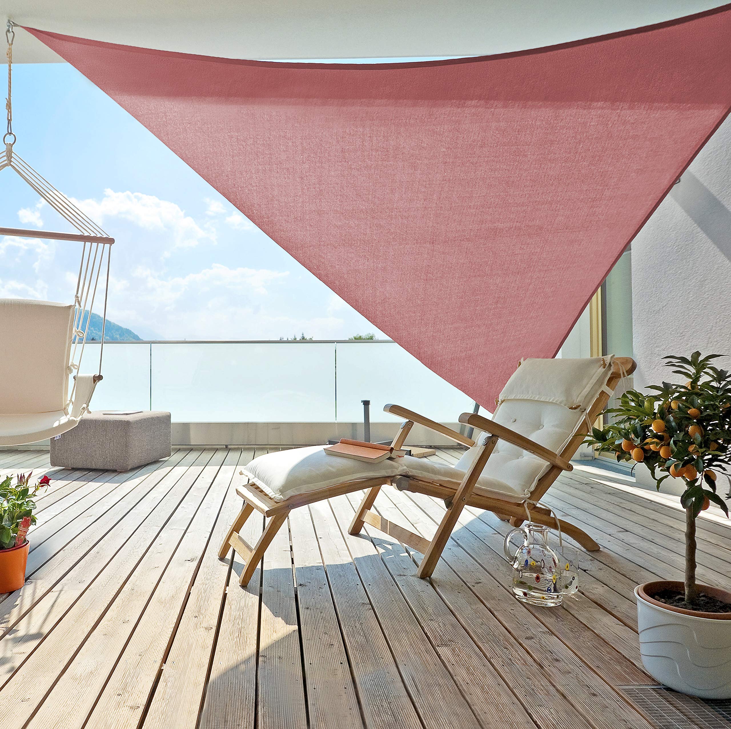 Windhager Sunsail Adria Dreieck Terracotta, Sonnensegel, Sonnenschutz, UV-Schutz, witterungsbeständig und atmungsaktiv, 3,6 x 3,6 m (gleichschenkelig), 10971
