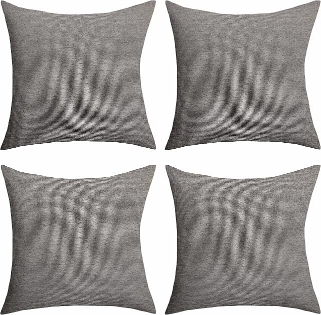 Home Brilliant Grey Cushion Cover 45cm x 45cm Sunbrella Fabric, Soft Scatter Cushions Covers with Invisible Zip, Water Resistant Cushion Covers, 18 inch, 4 Pcs, Grey