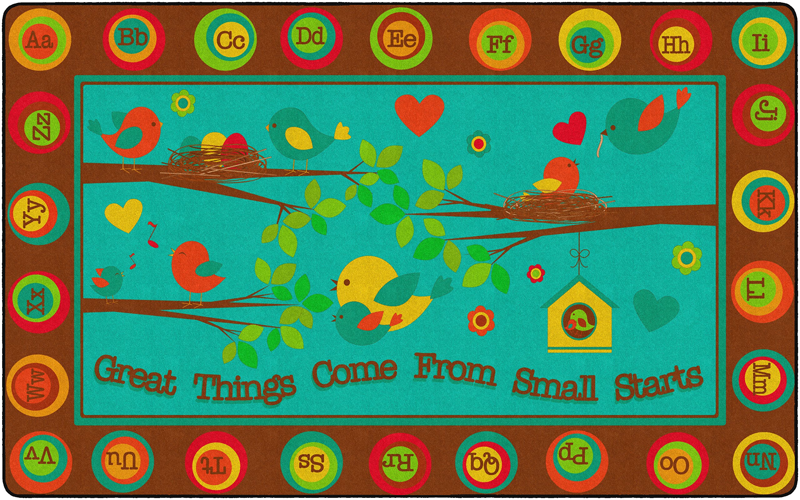 Flagship Carpets Great Things Come from Small Starts Multicolor Rug for Classroom, Home Learning Area Rug, Kids Room Carpet, Playroom Mat, 7'6