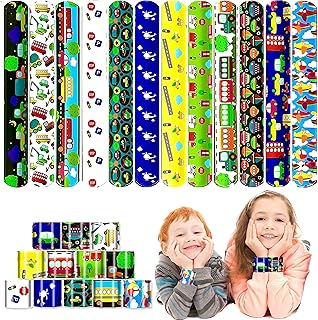 Transportation Party Favors 48Pcs Vehicle Slap Bracelets for Transportation Birthday Party Supplies Decoration,Class Rewards, Gift Bag Filling And Favorite Gift For Boys Girls