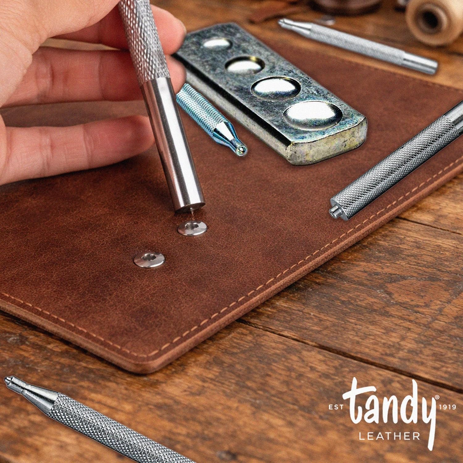 Tandy Leather Snap-All Snap Setter Set - Clean Snap Installation for Leather Crafts and Repairs - Manual Steel Tools for Consistent Results - 8108-10 - Metal Tool Set