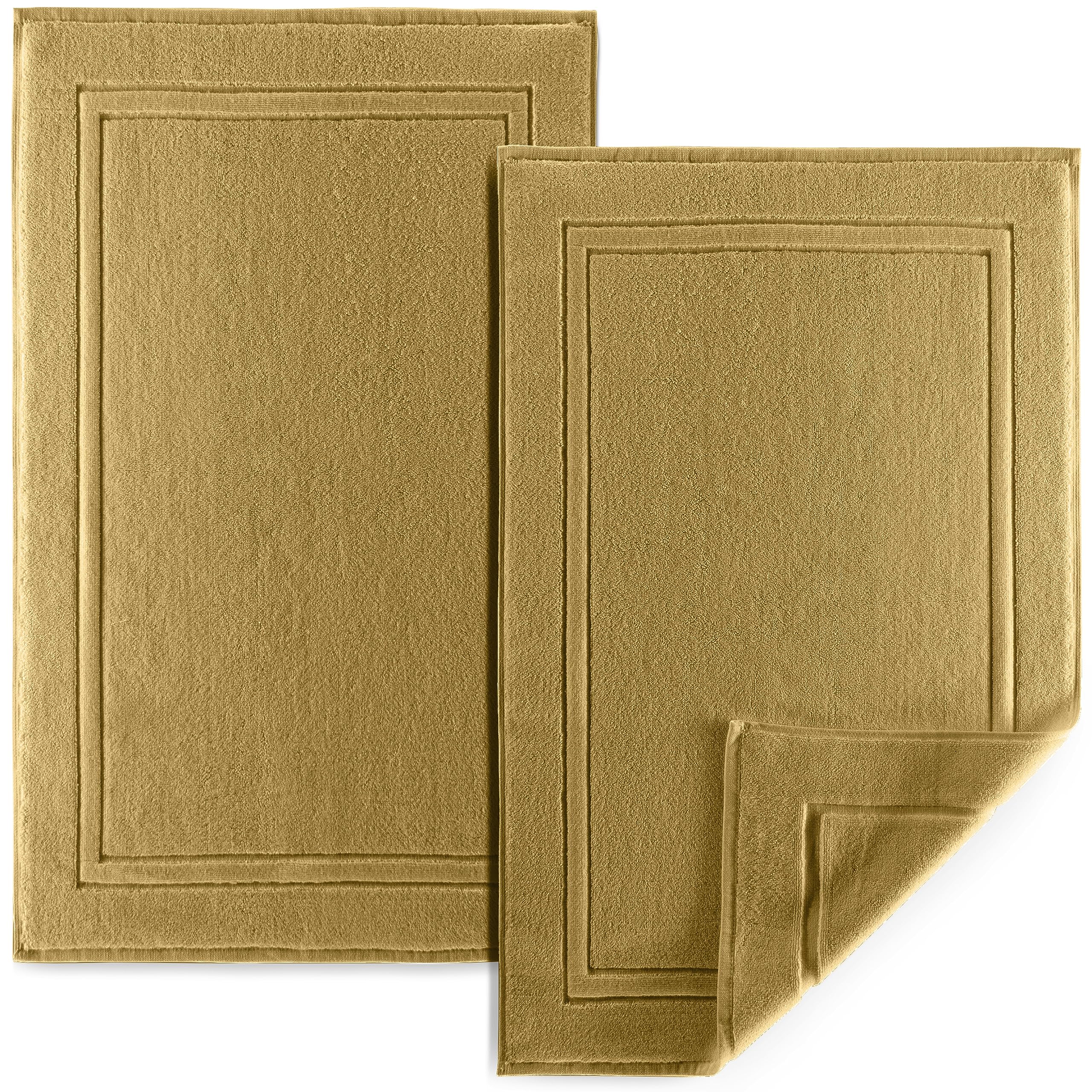 ALIBI Bath Mat Floor Towel Set 2 Pack of Super Soft Absorbent Luxury Cotton Towels - Champagne 44