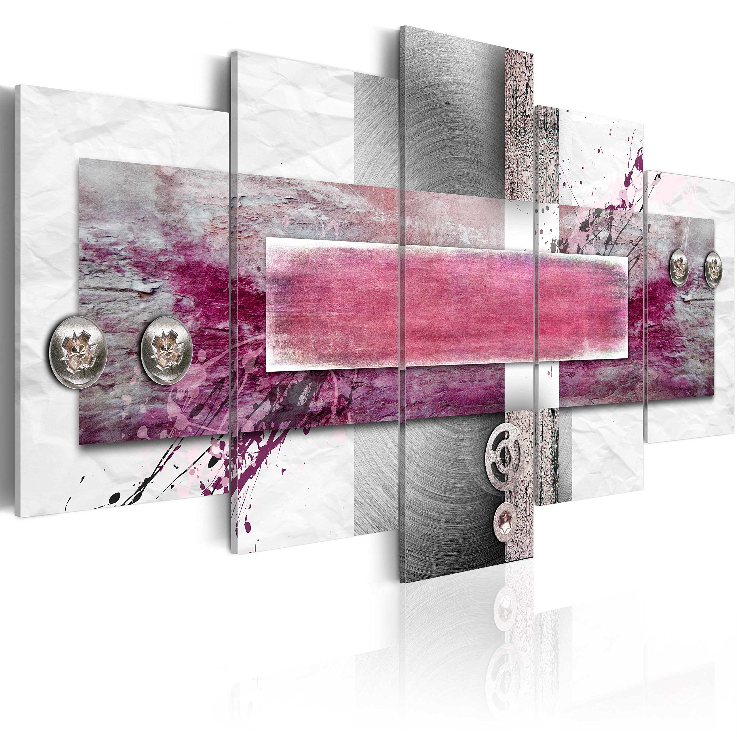 Cuadros B&D XXL - Cuadro en Lienzo Rosa Abstracto 200x100 cm Impresión de 5 Piezas Material Tejido no Tejido Impresión Artística Imagen Gráfica Decoracion de Pared Moderno 020101-187