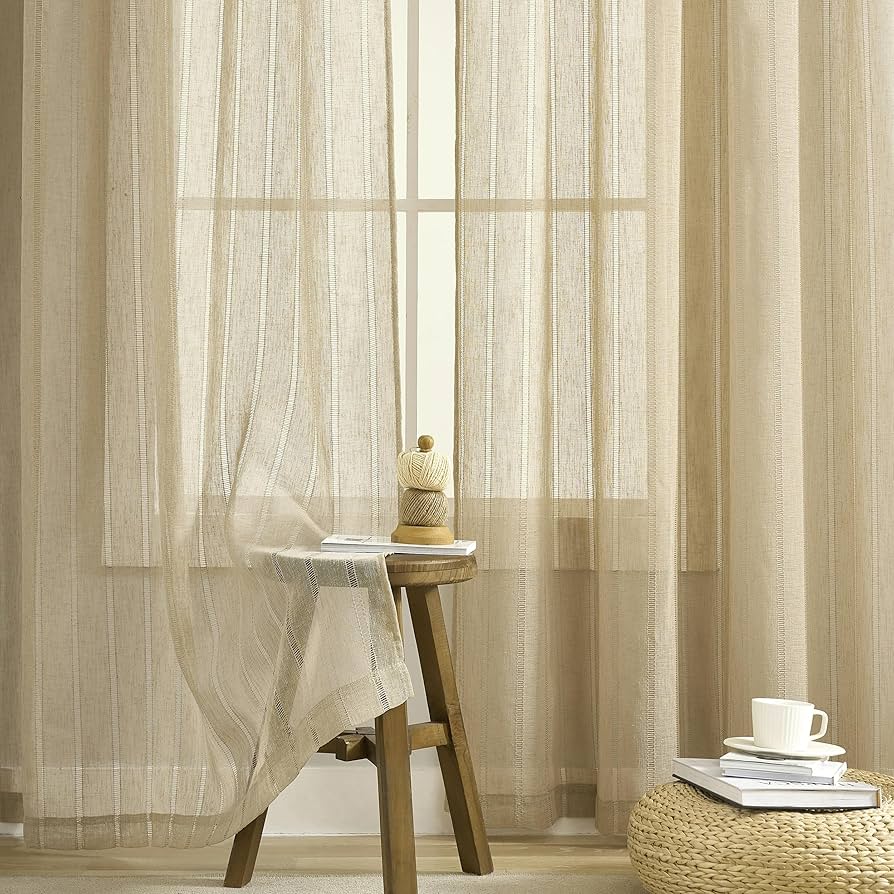 Amazon.com: Demetex Semi Sheer Curtains 63 Inches Long Semi Sheer