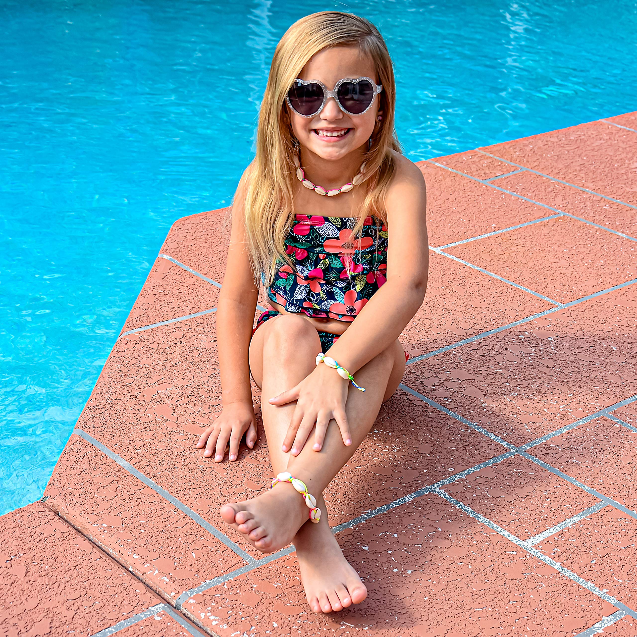 Cowrie Shell Necklace with Matching Seashell Anklet and Bracelet, VSCO Girl Accessories Set for