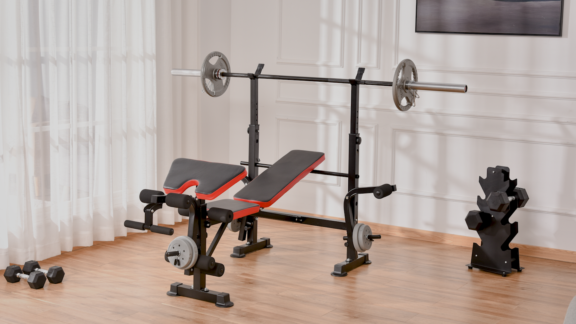 Panca Pesi Multifunzione con Rack Regolabile P50 | Home Gym